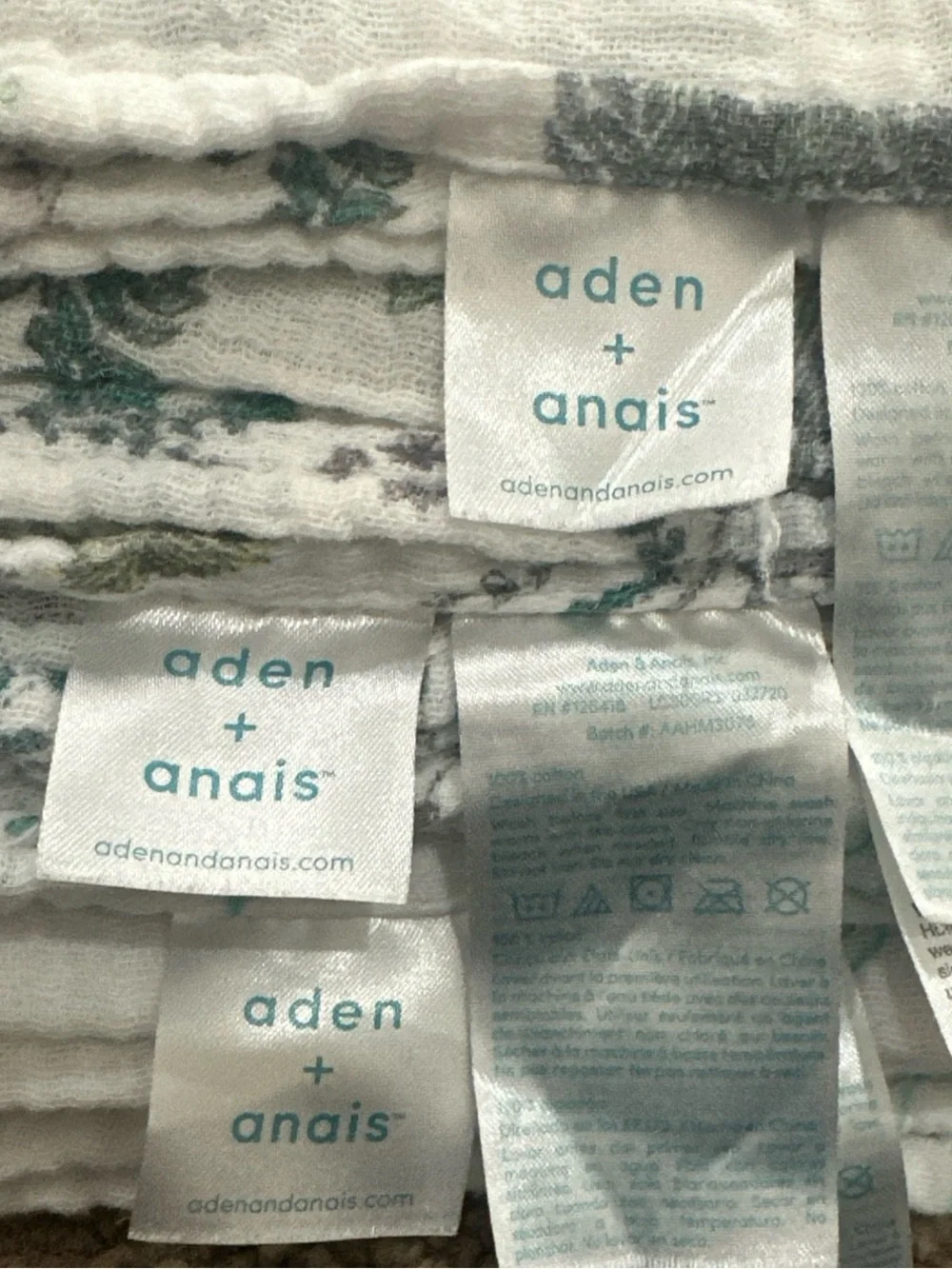 3 Aden & Anais Muslin Girl Swaddle Blankets Woodland Bunny Deer Flowers 44x40